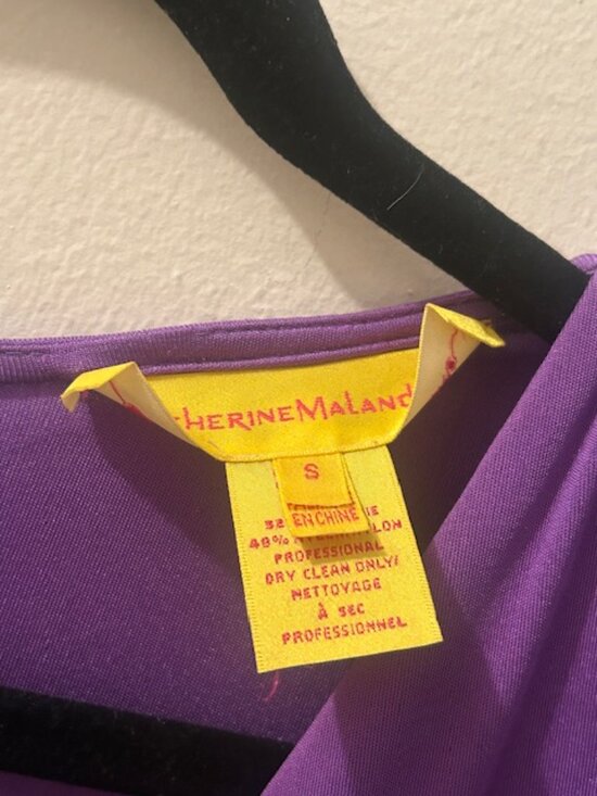 Catherine Malandrino Lush Purple Ruched V Neck Bodycon Silk Nylon Dress - Picture 2 of 16